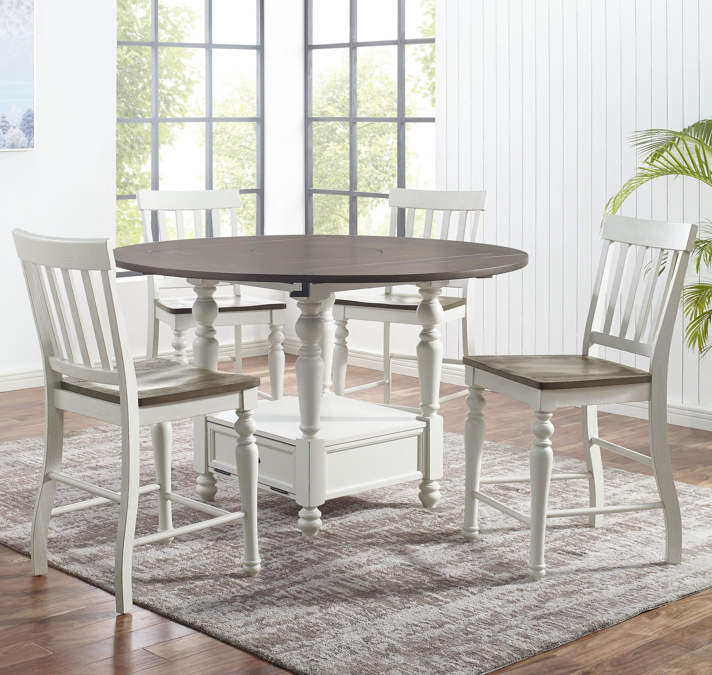 Steve Silver Joanna 5Piece Farmhouse Round Counter Table Set with Drop